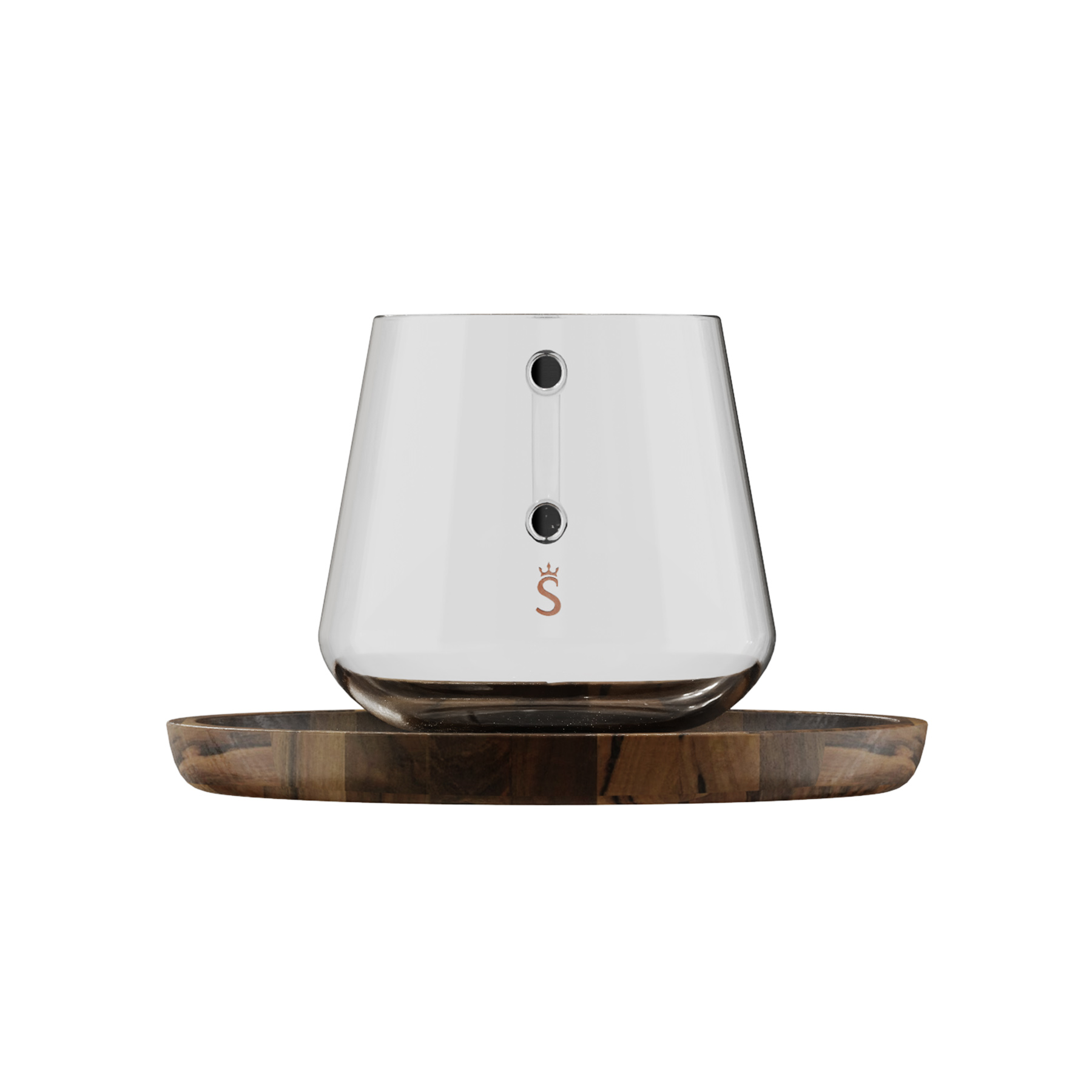 Espressotasse aus Wallnussholz von vorne