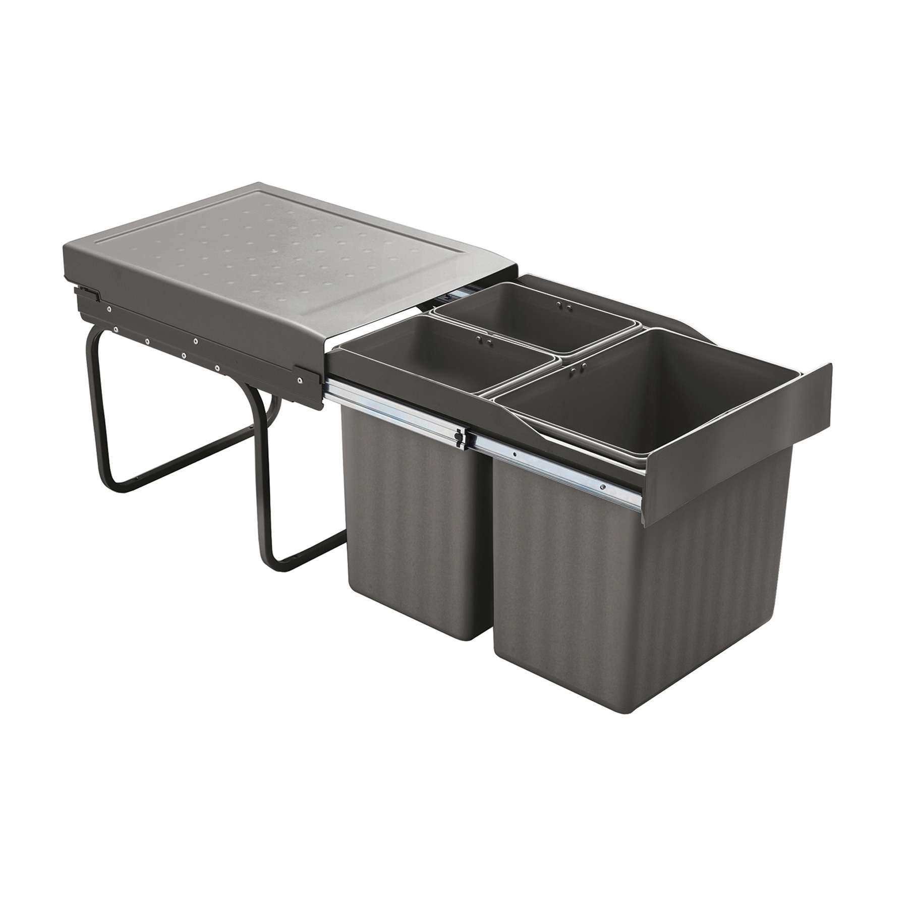 Einbaumülleimer 292 1x16L 2x7,5L 3 Fächer geöffnet