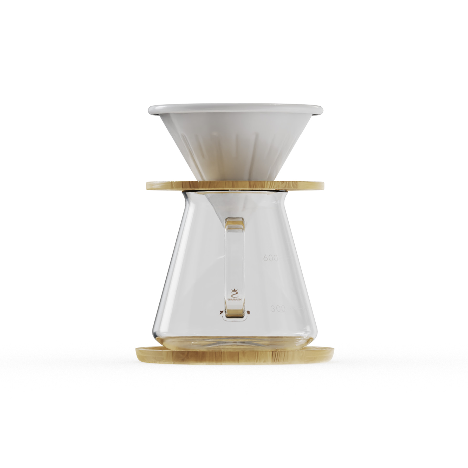 Kaffeebereiter aus Birkenholz Kaffeebereiteraus Birkenholz Frontalansicht