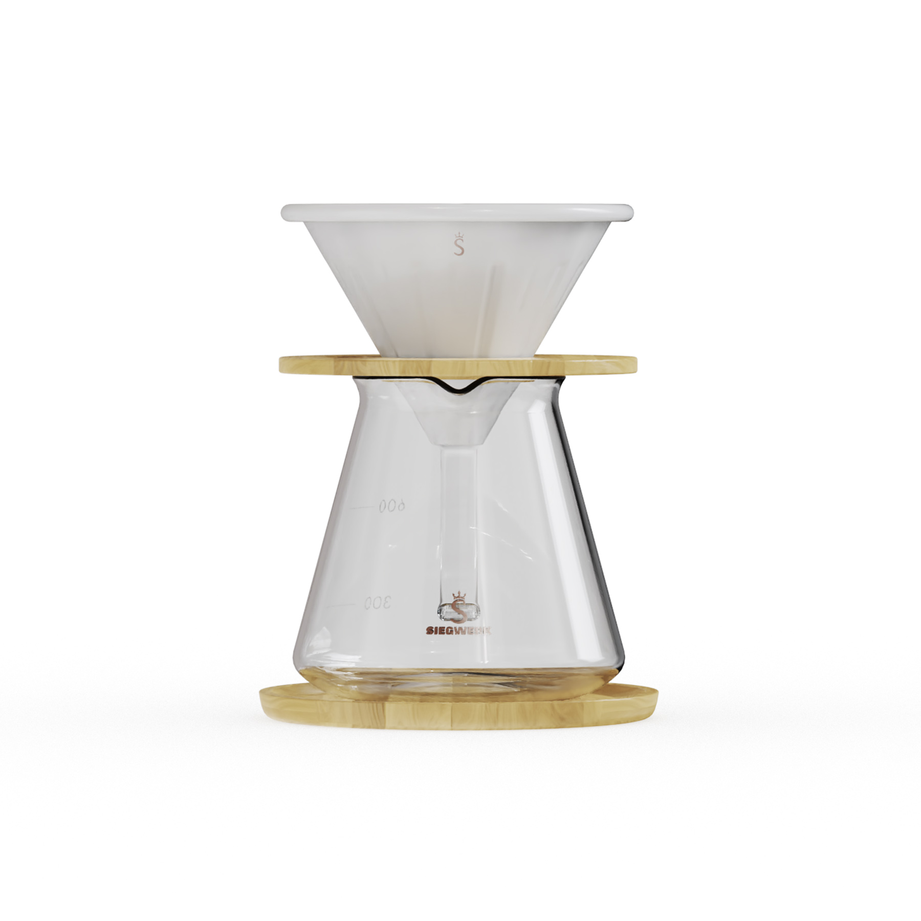 Kaffeebereiter aus Birkenholz  Frontalansicht