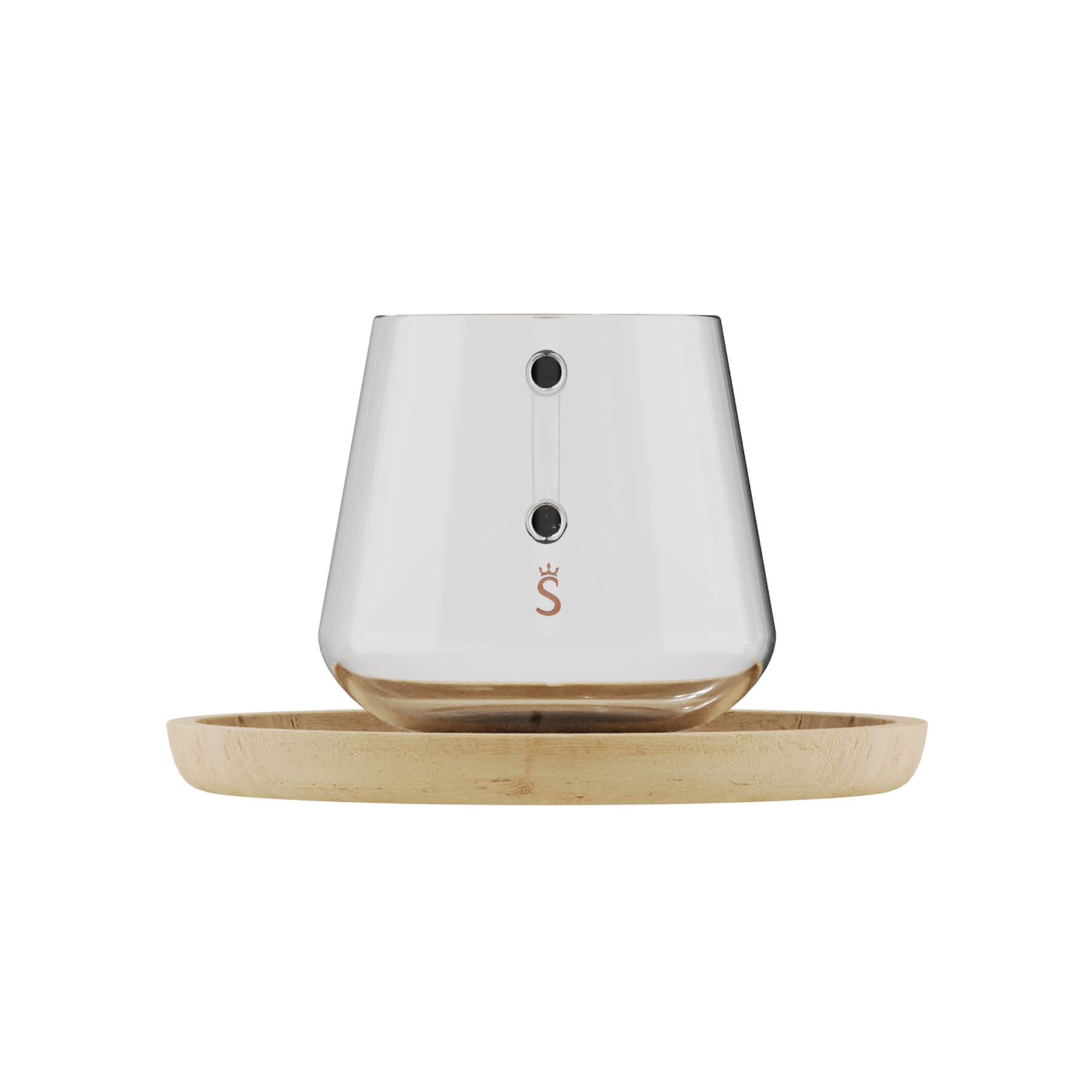 Espressotasse aus Birkenholz von vorne