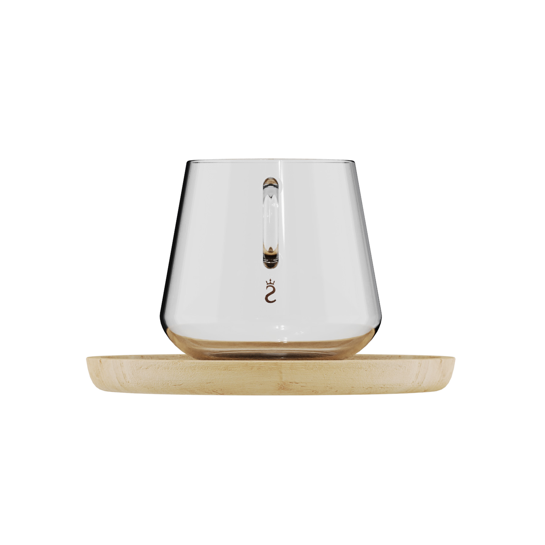 Espressotasse aus Birkenholz frontal