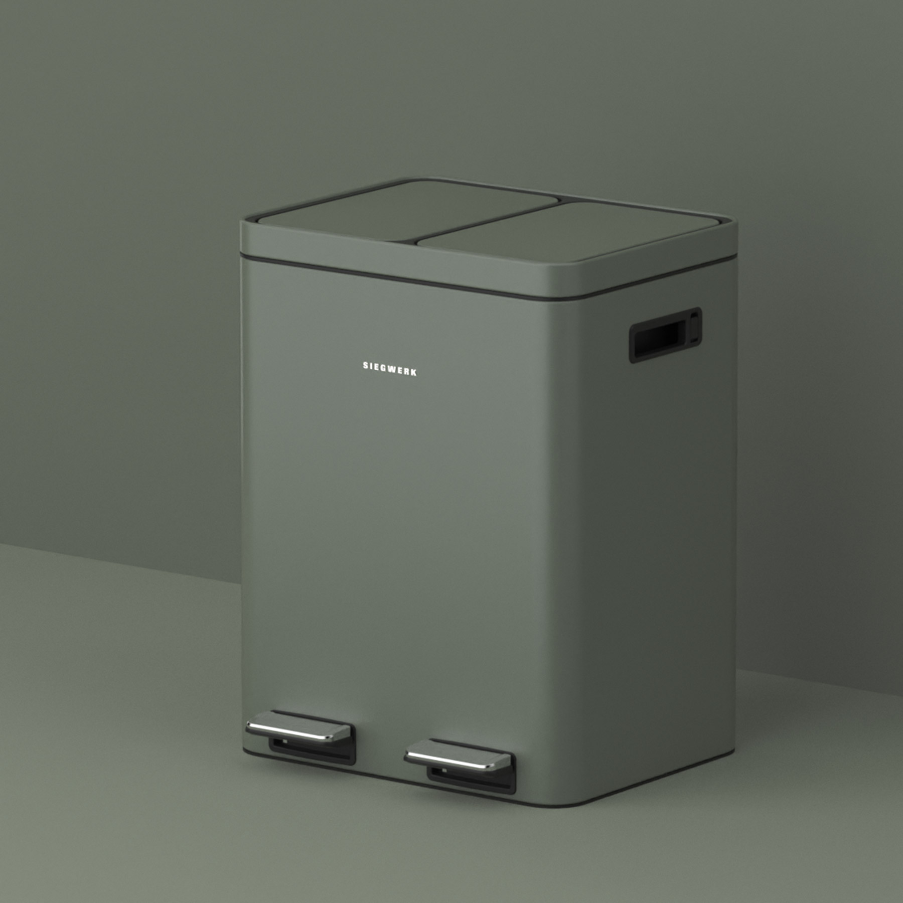 Mülleimer Kolekto 2x18L in Sage Harmony mit Hintergrund seitlich