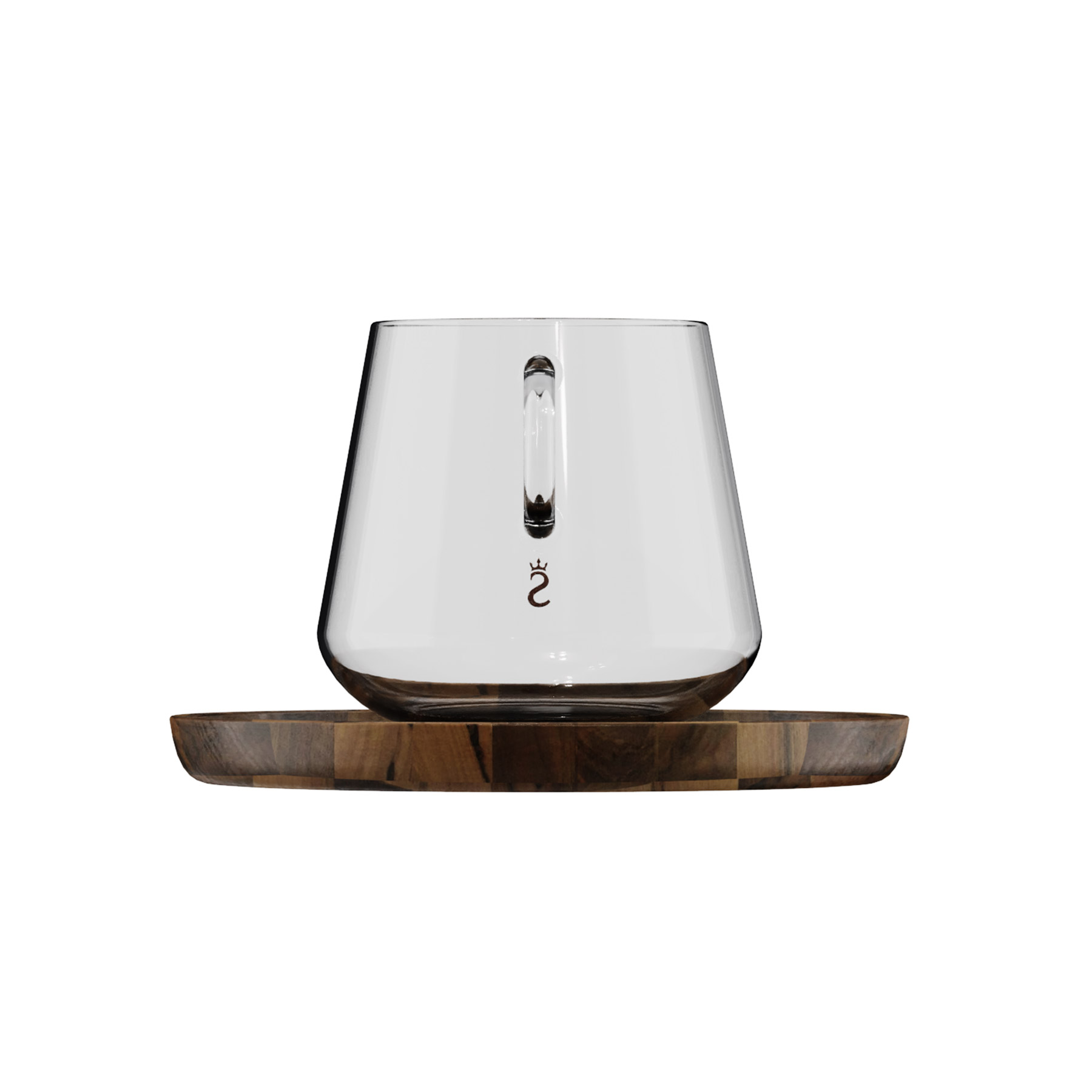 Espressotasse aus Walnussholz frontal