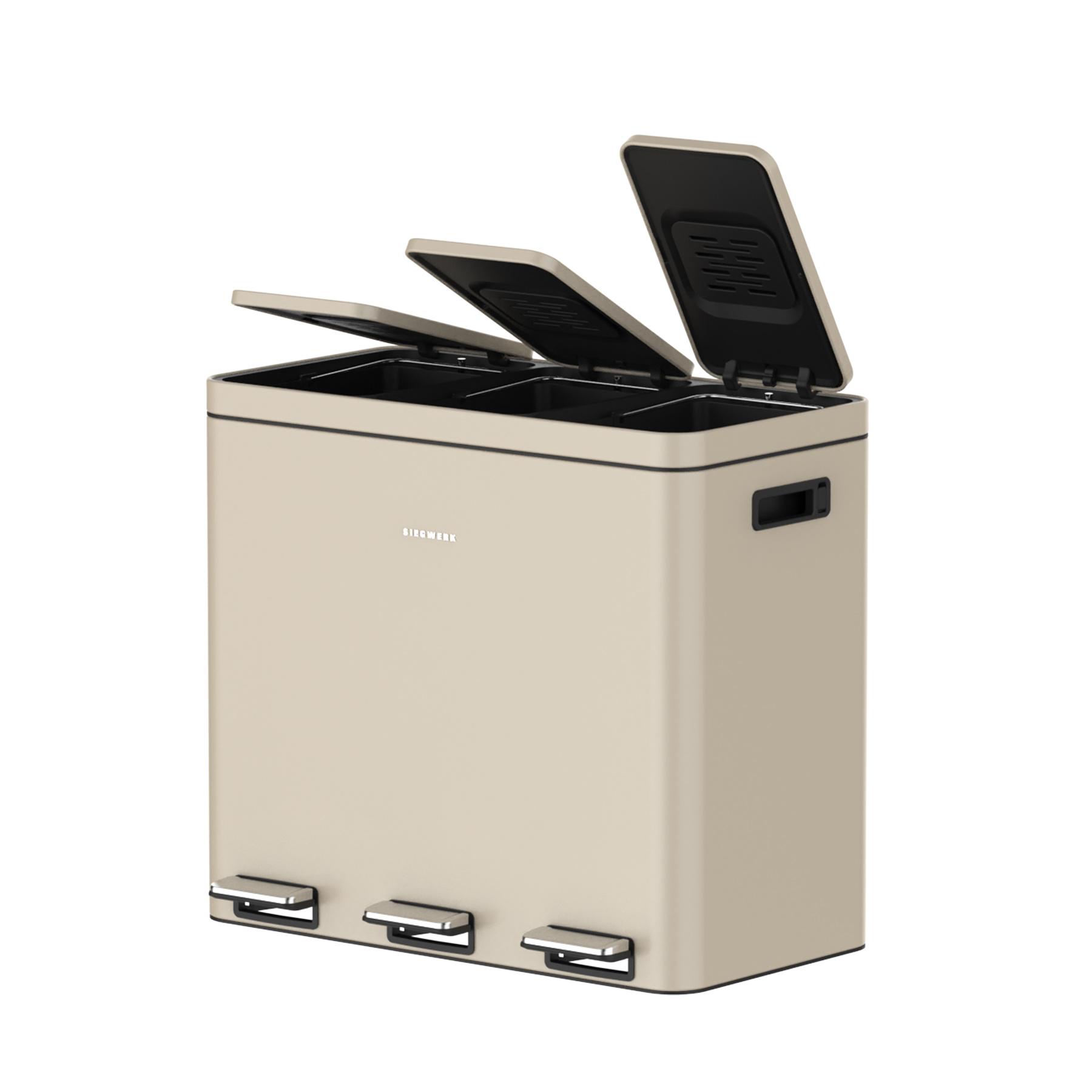 Mülleimer Kolekto 3x18L in Sand Beach geöffnet