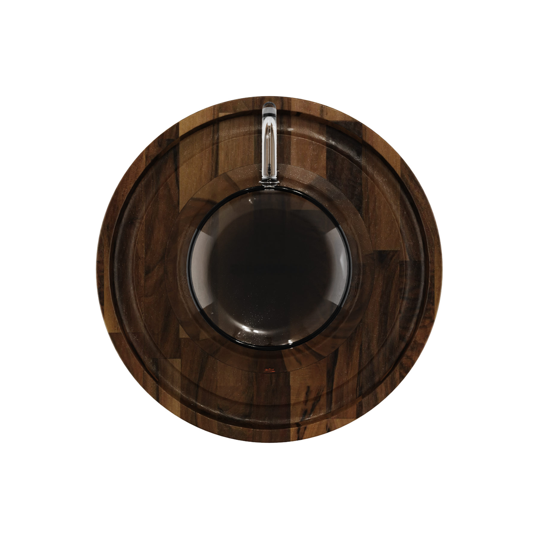 Espressotasse aus Wallnussholz von oben