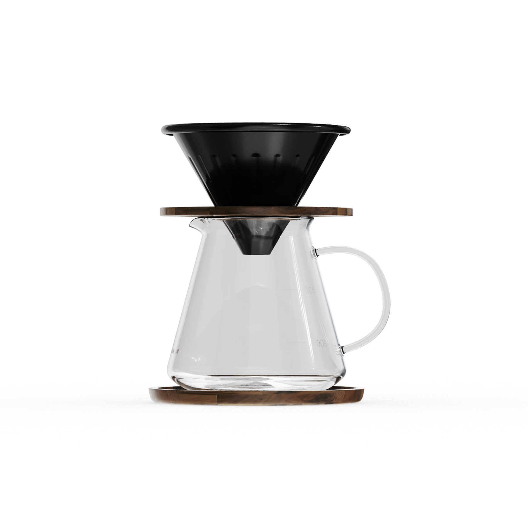 Kaffeebereiter aus Walnussholz Henkel rechts