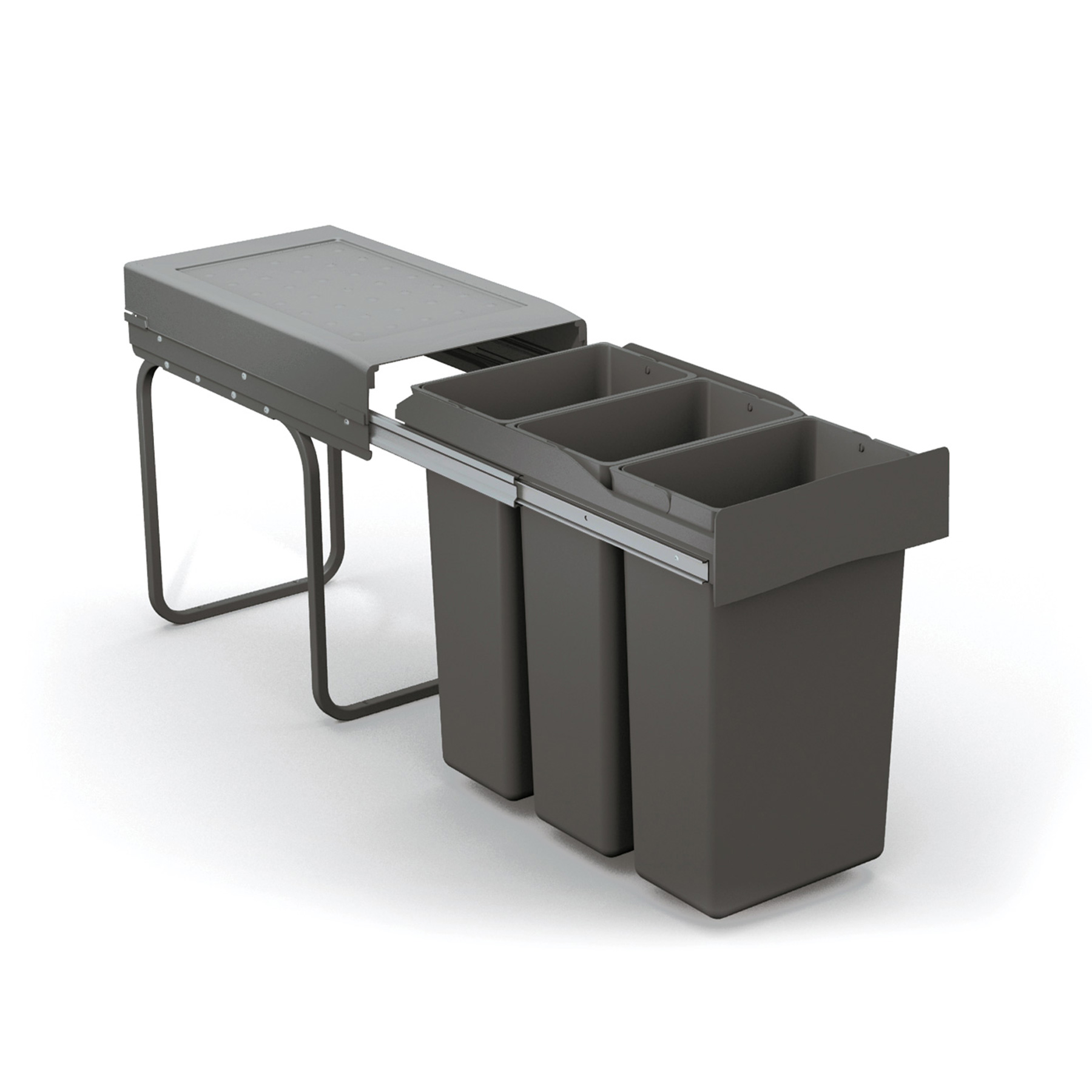 Einbaumülleimer 223 2x10 L 3-Fächer geöffnet