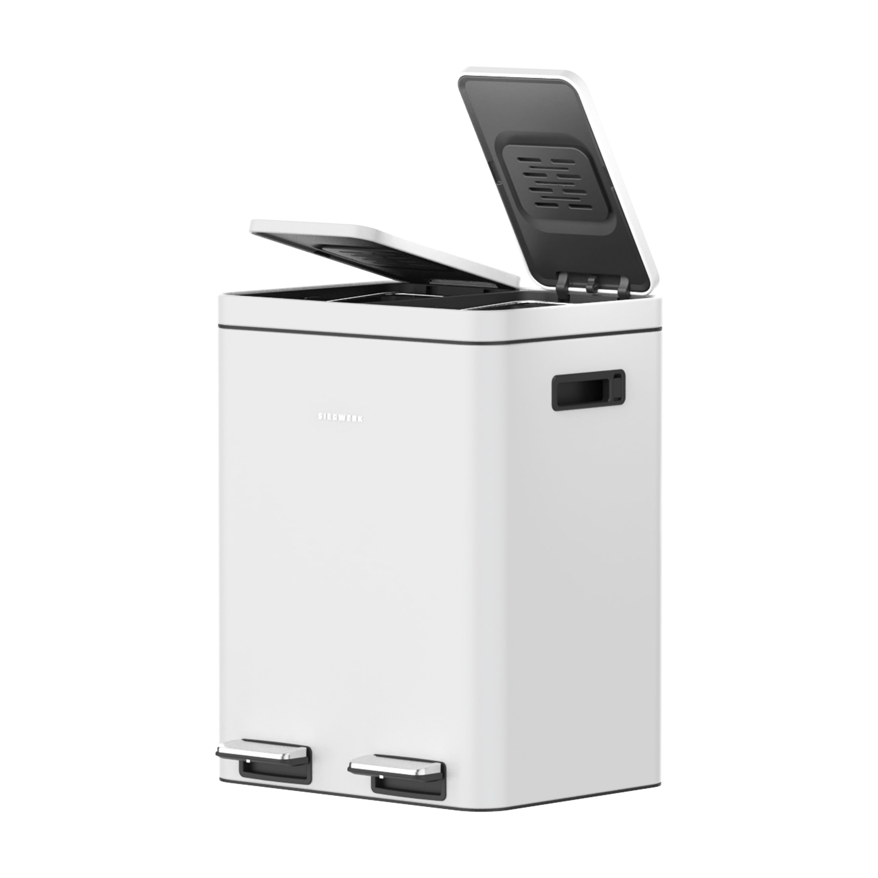 Mülleimer Kolekto 2x18L in Pure Snow geöffnet