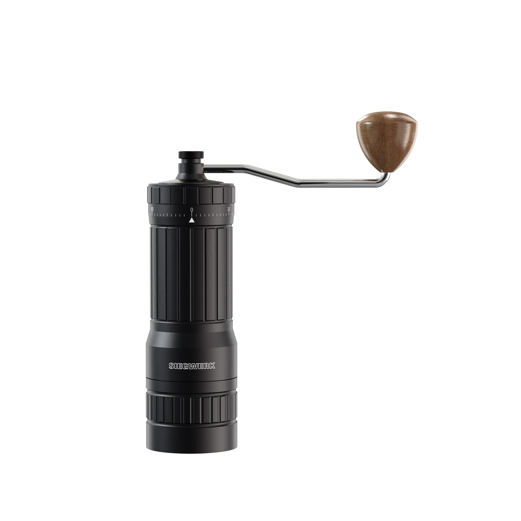 Handkaffeemühlen in schwarz Frontalansicht