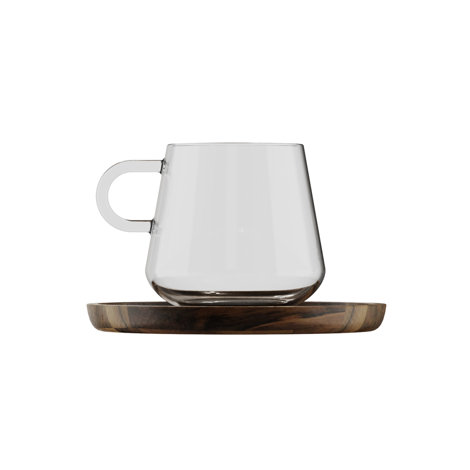 Espressotasse aus Wallnussholz Henkel links