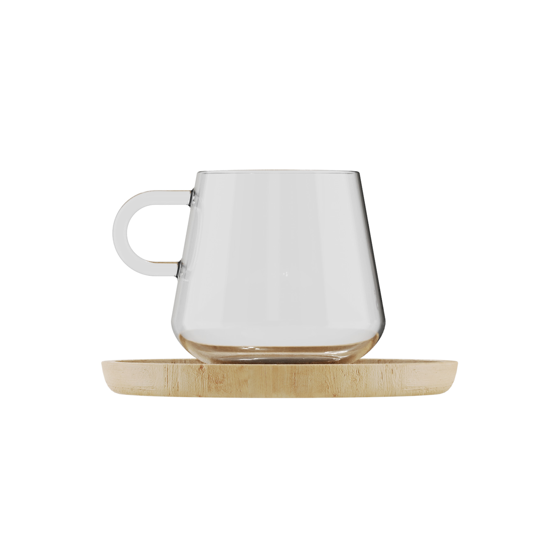 Espressotasse aus Birkenholz Henkel links