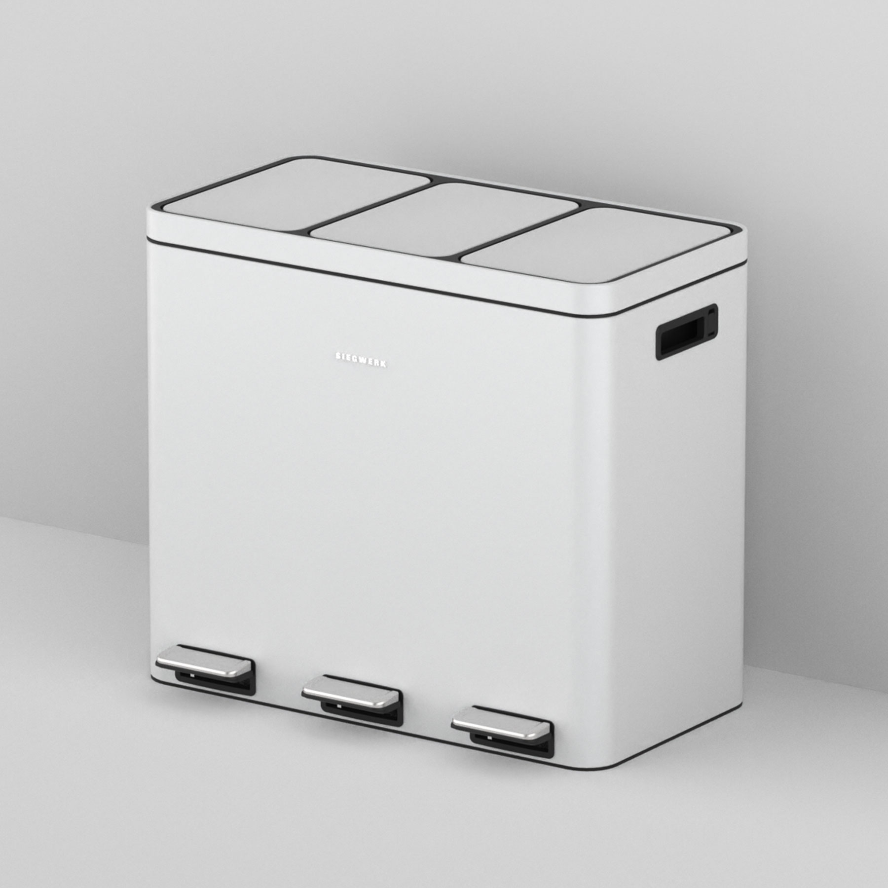 Mülleimer Kolekto 3x18L in Pure Snow mit Hintergrund seitlich