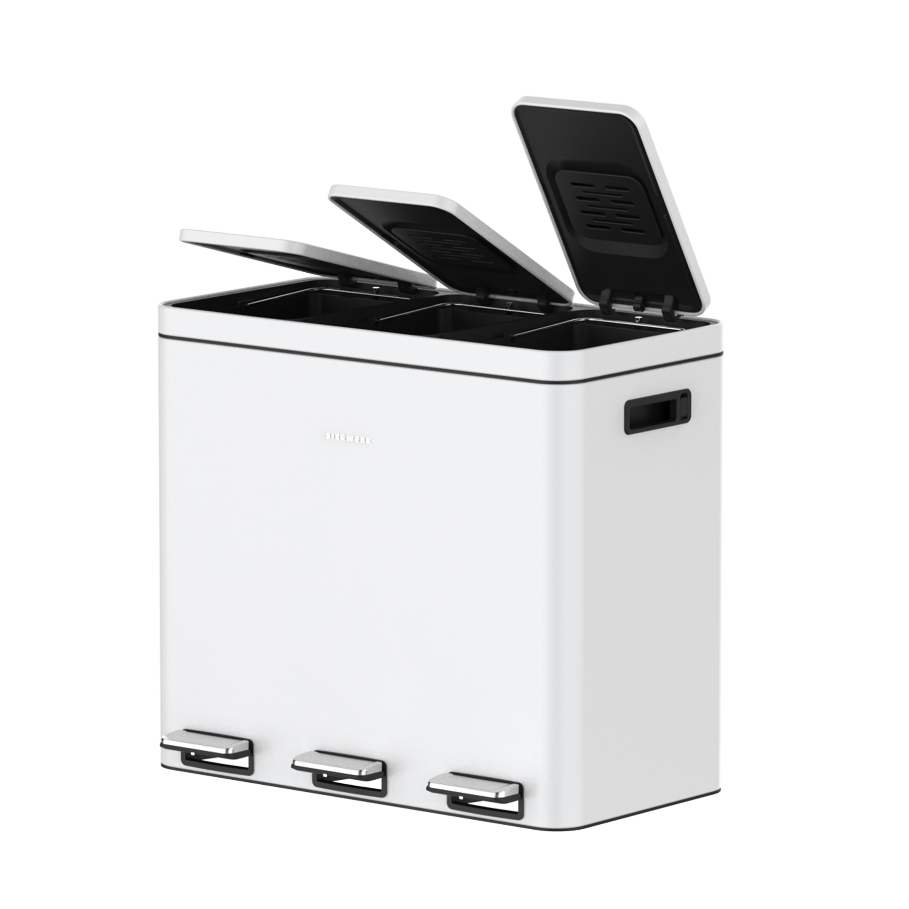 Mülleimer Kolekto 3x18L in Pure Snow geöffnet