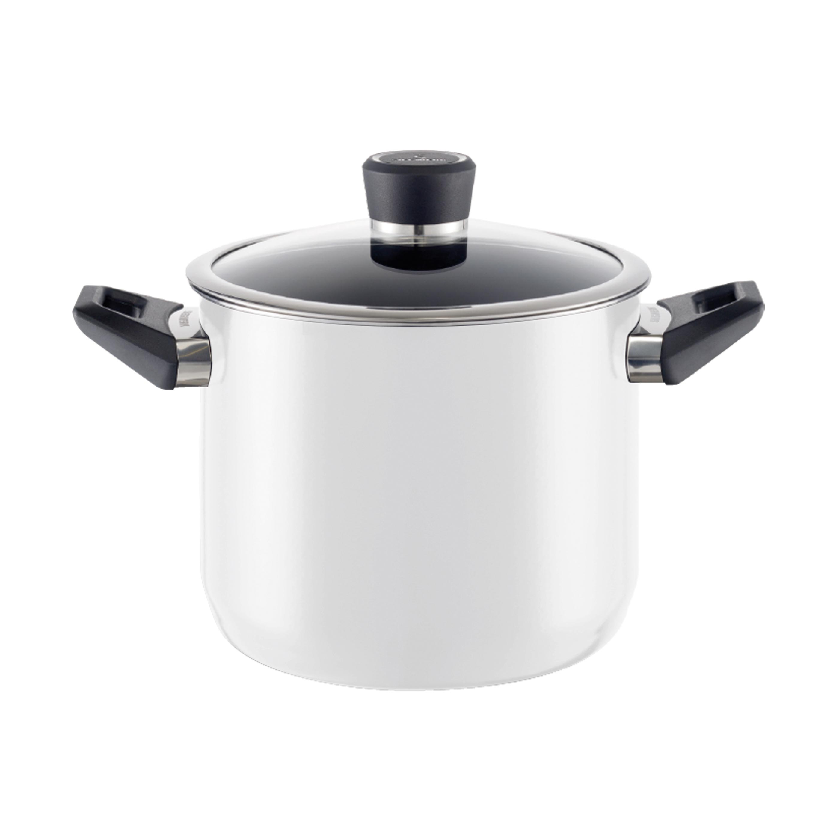 Kochtopf 22 cm hoch weiss Frontalansicht