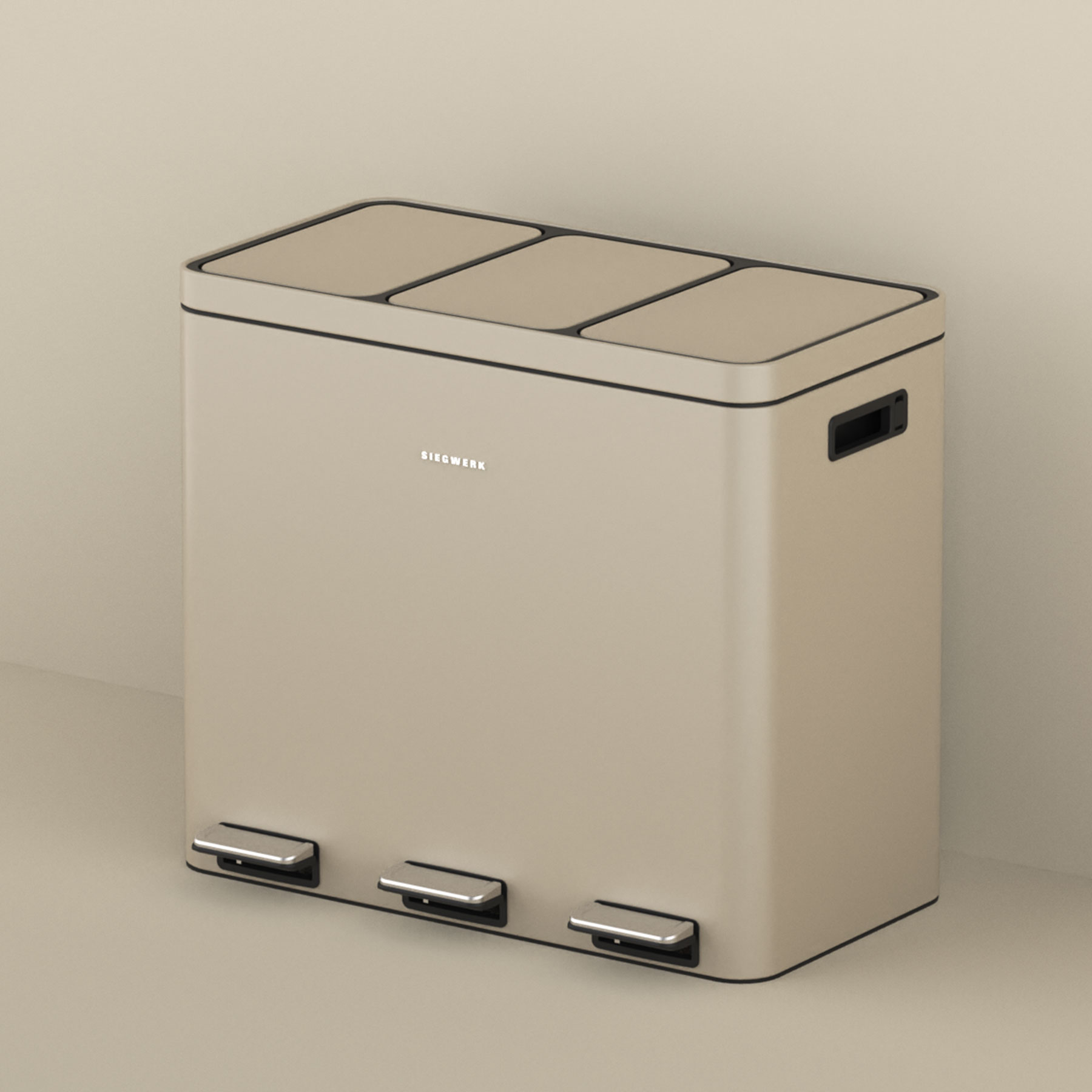 Mülleimer Kolekto 3x18L in Sand Beach mit Hintergrund seitlich