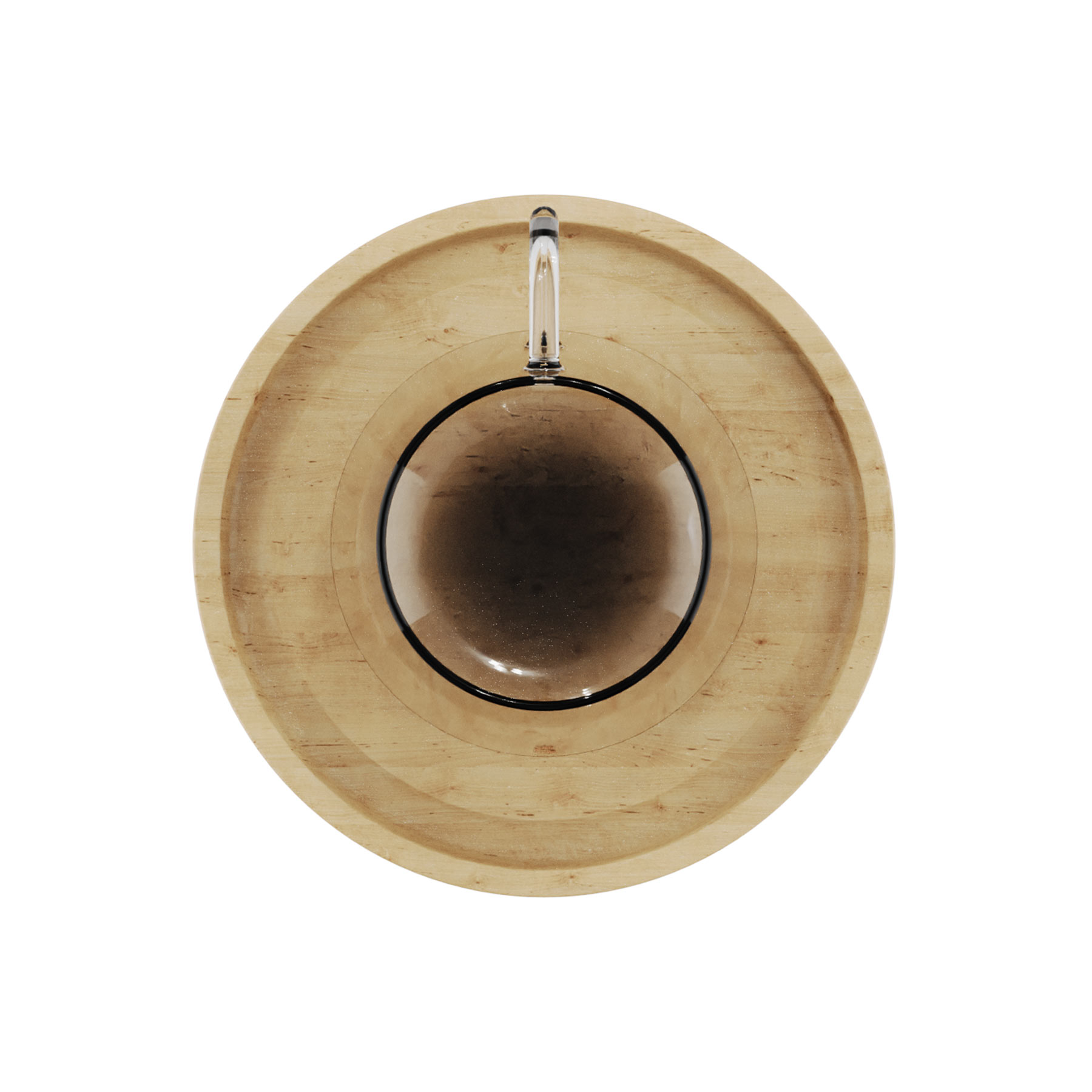 Espressotasse aus Birkenholz von oben