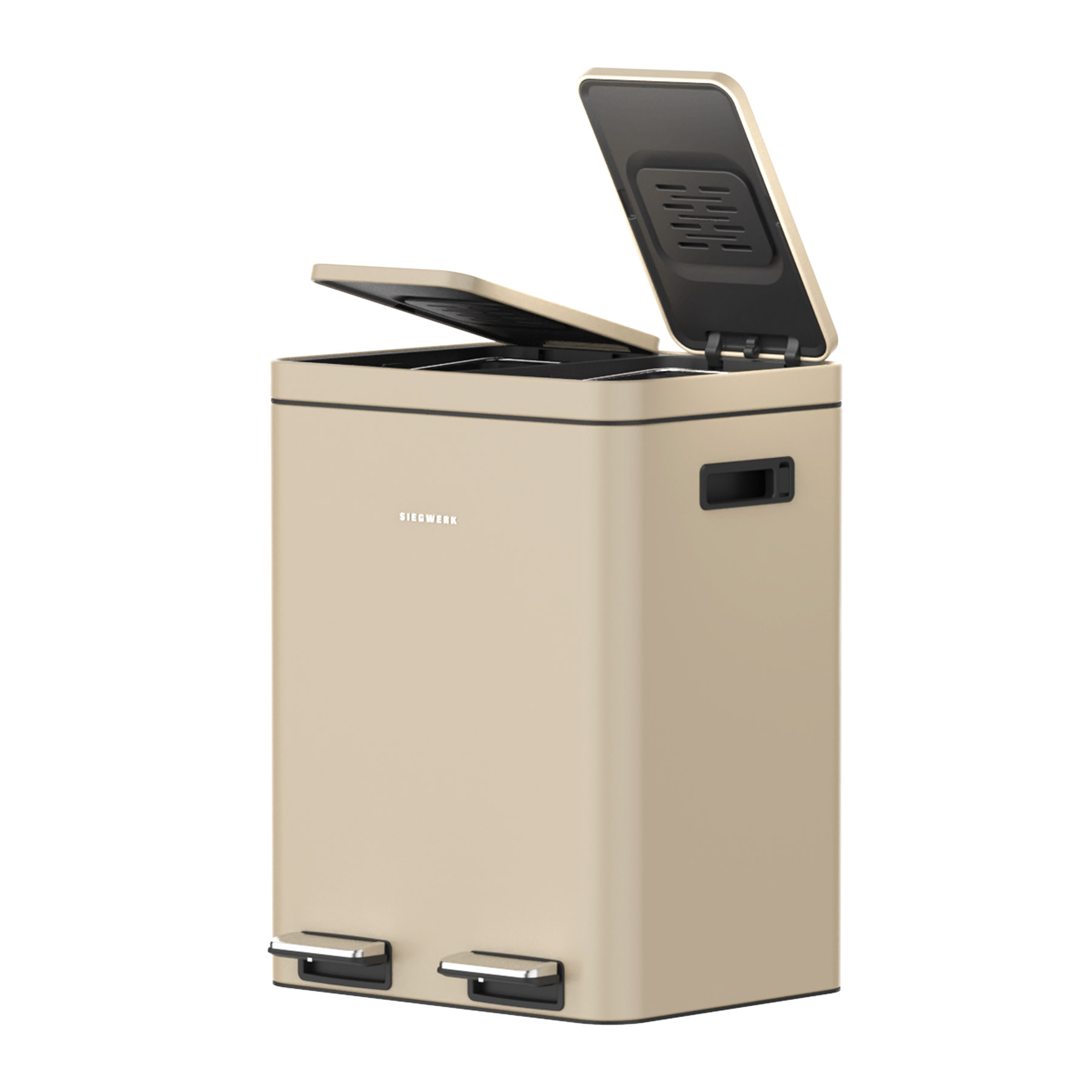 Mülleimer Kolekto 2x18L in Sand Beach geöffnet