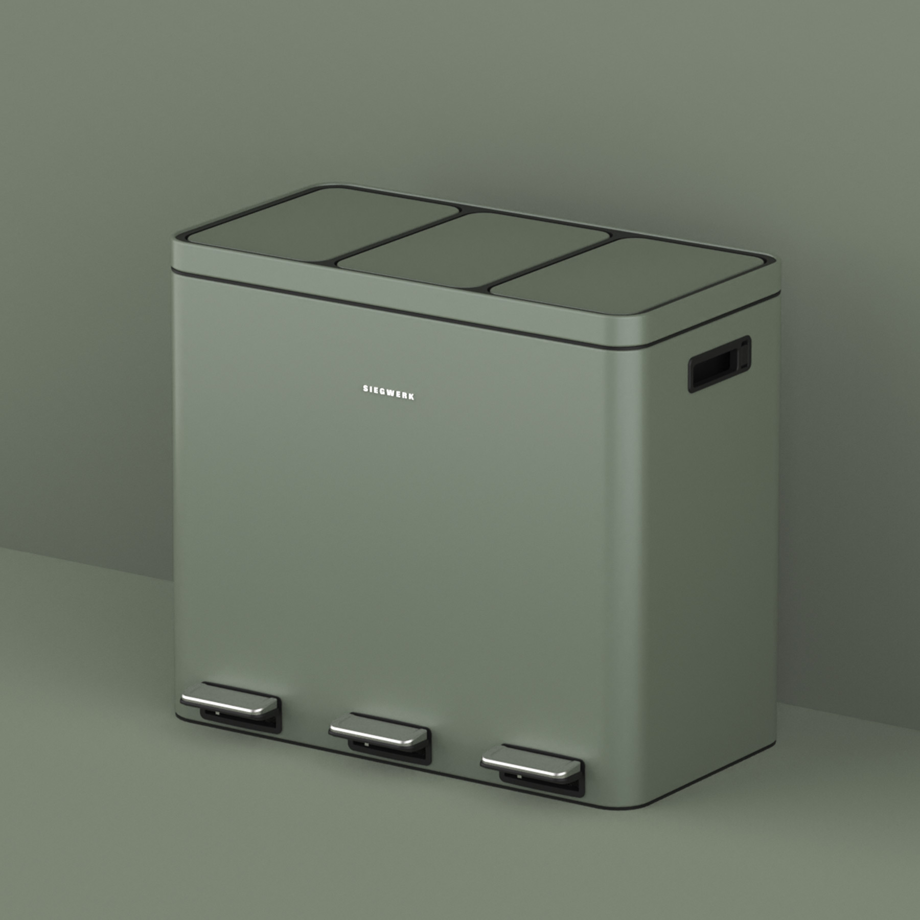 Mülleimer Kolekto 3x18L in Sage Harmony mit Hintergrund seitlich