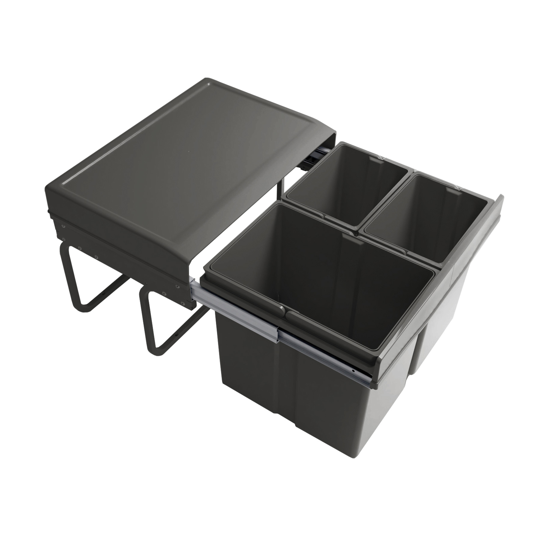 Einbaumülleimer 297 1x15L 2x7,5L 3-Fächer geöffnet