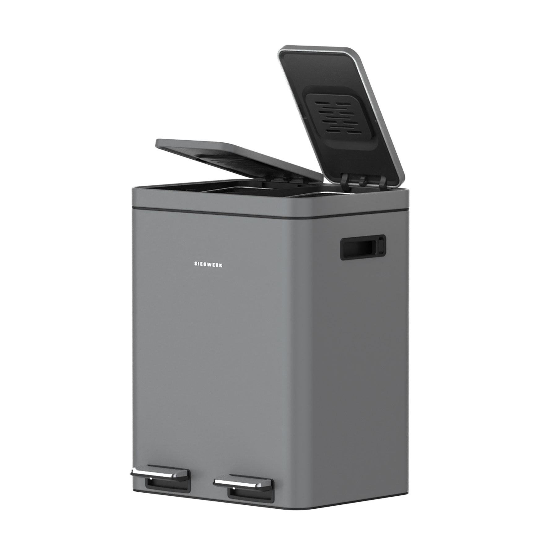 Mülleimer Kolekto 2x18L in Shadow Rock geöffnet