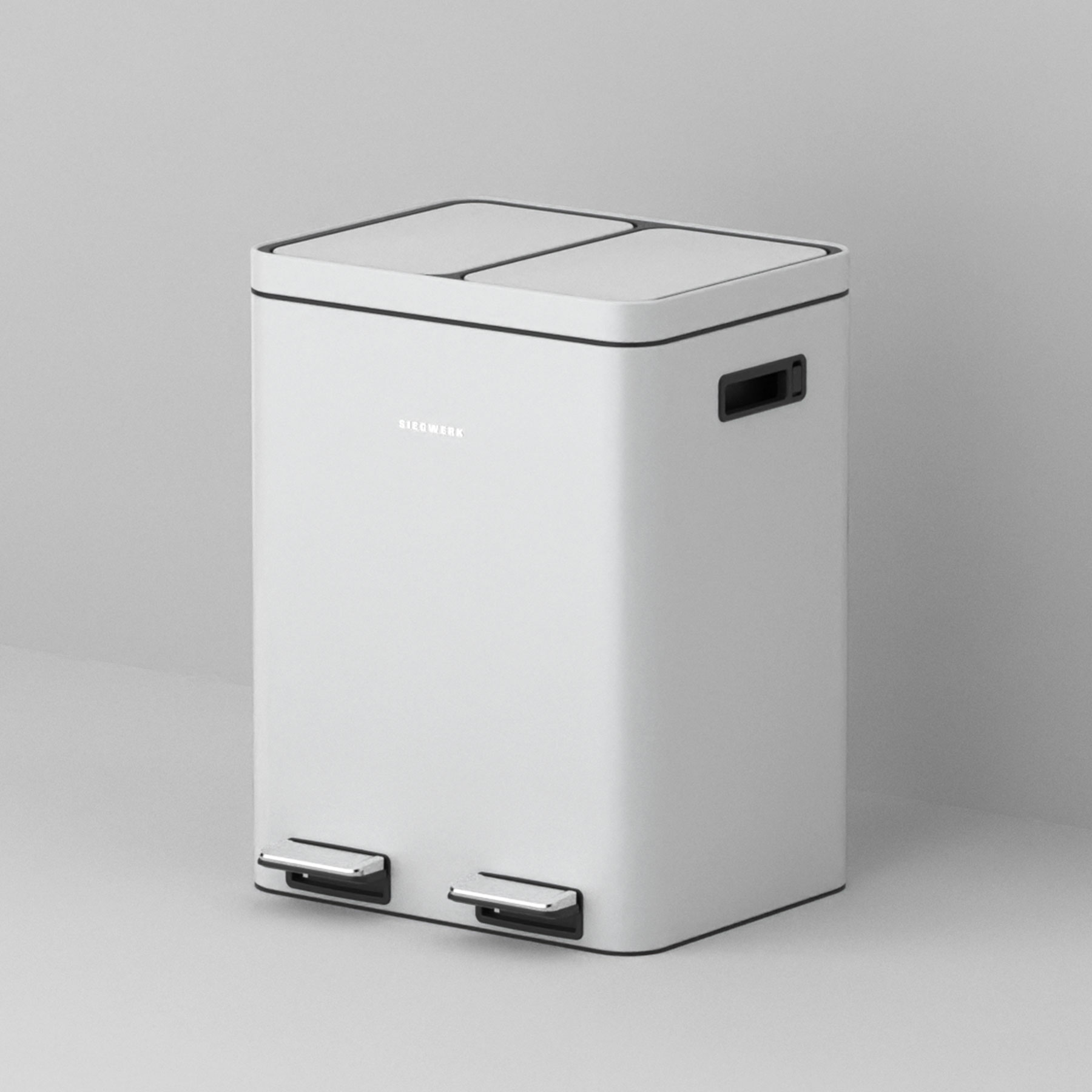 Mülleimer Kolekto 2x18L in Pure Snow mit Hintergrund seitlich
